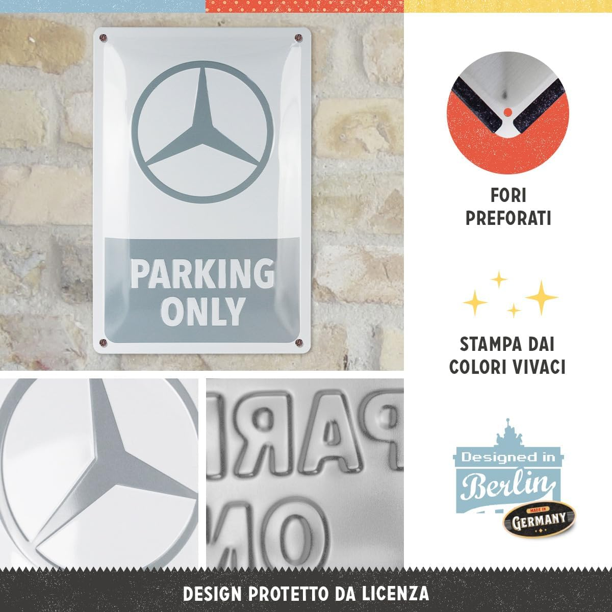 Placa metalica 20x30 Mercedes-Benz - Parking Only Grey [3]