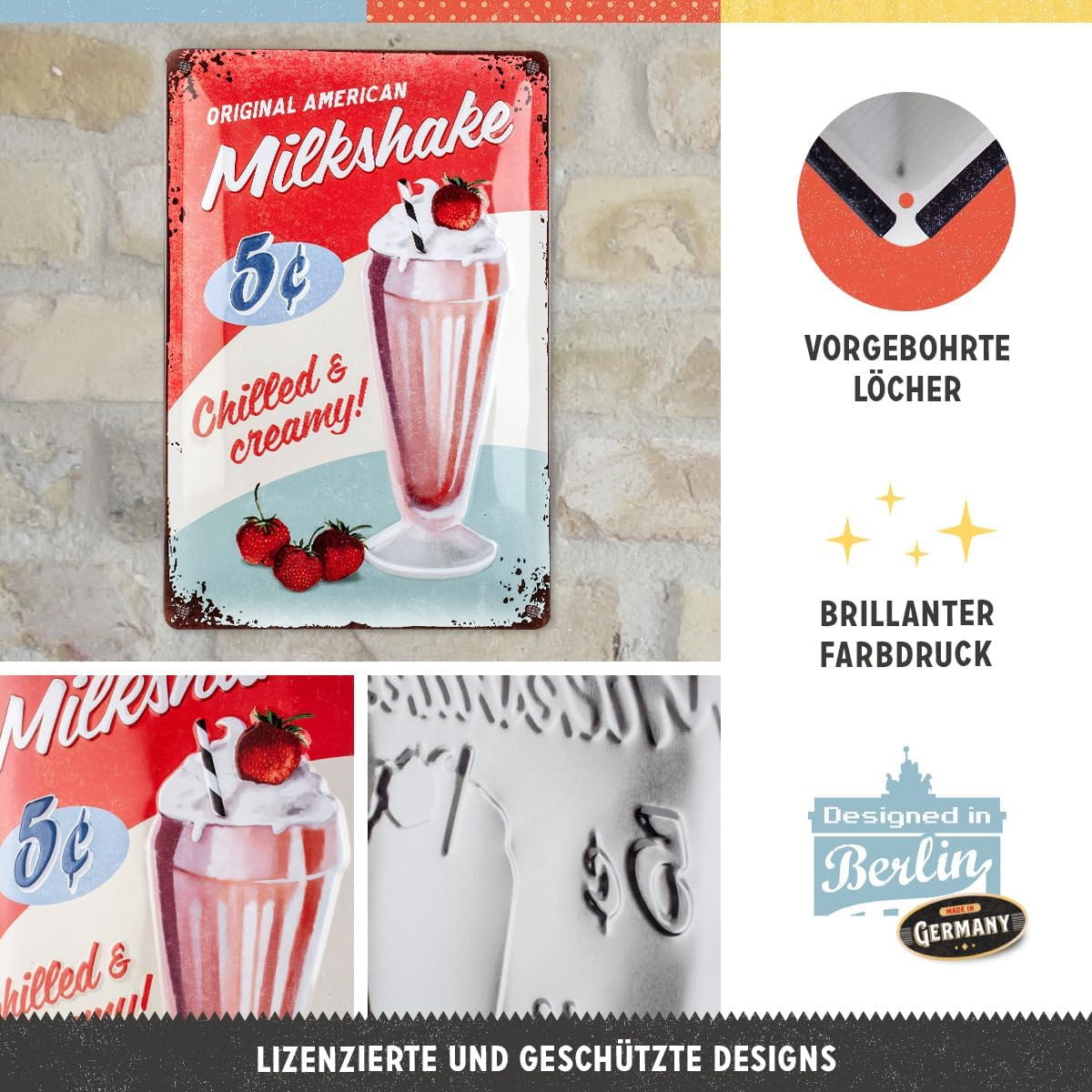 Placa metalica 20X30 Milkshake - Bautura cu Lapte [3]