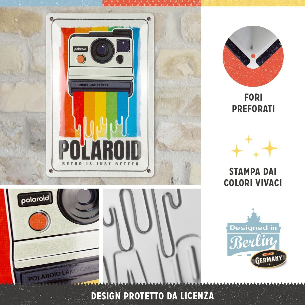Placa metalica 20x30 Polaroid - Retro is just better [3]