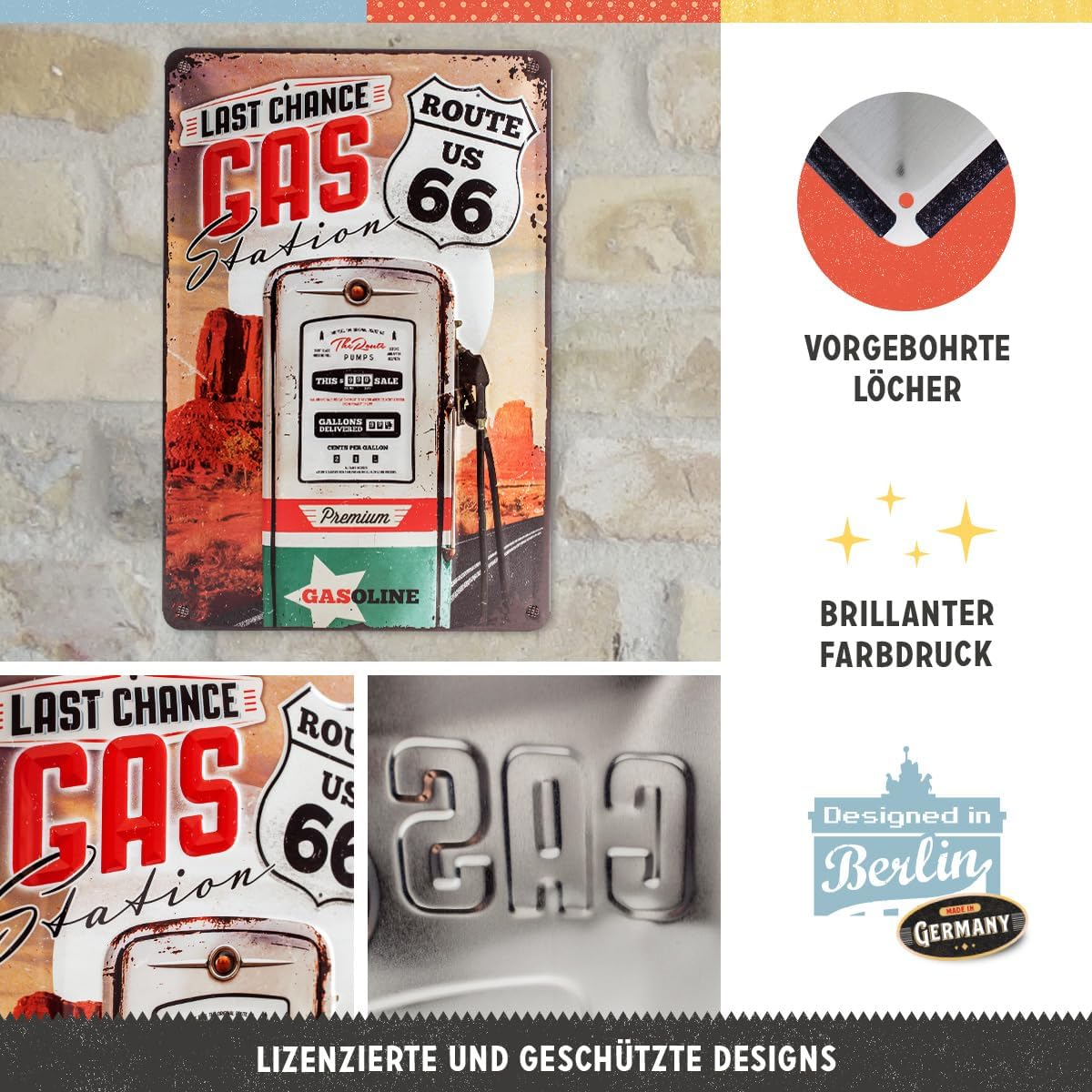 Placa metalica 20X30 Route 66 - Gas Station - Soseaua 66 - Benzinarie [3]