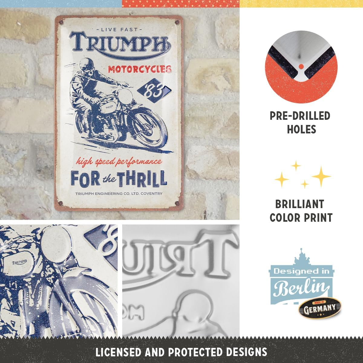 Placa metalica 20x30 Triumph For the Thrill - Triumph - pentru amatori de senzatii tari [3]