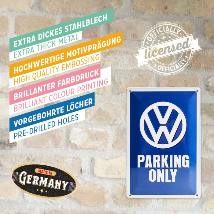 Placa metalica 20x30 Volkswagen Parking Only - Parcare doar pentru Volkswagen [4]