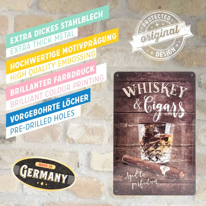 Placa metalica 20X30 Whiskey & Cigars - Whiskey si Trabucuri [4]