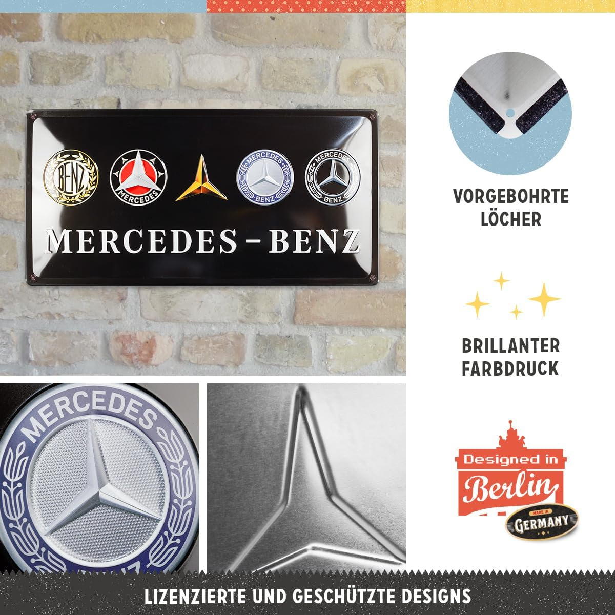 Placa metalica 25x50 Mercedes-Benz logo evolution - Evolutia Siglei [3]