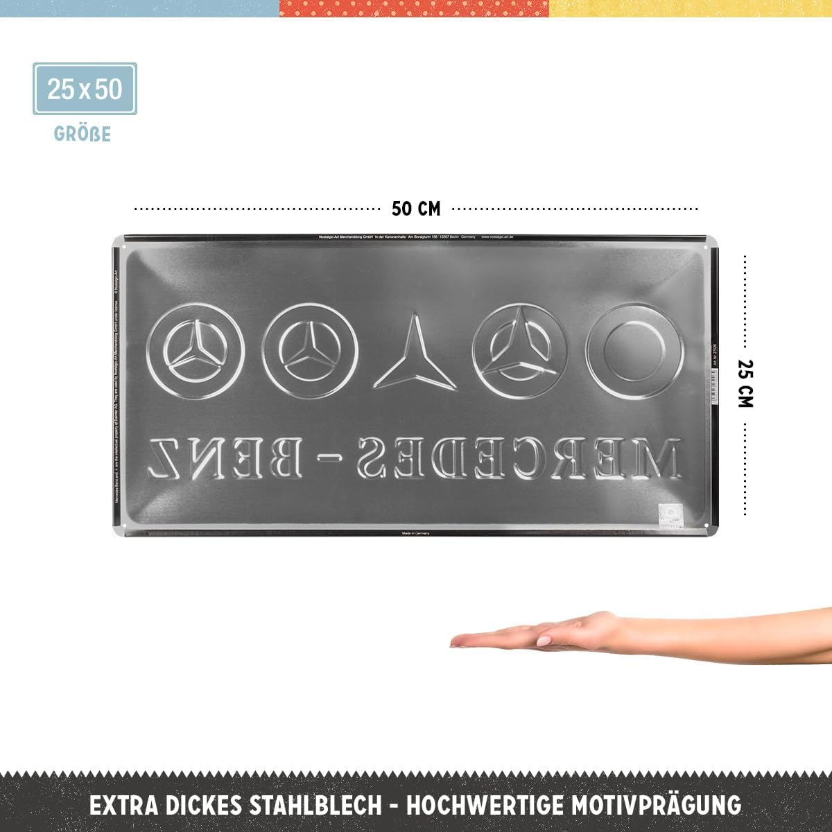 Placa metalica 25x50 Mercedes-Benz logo evolution - Evolutia Siglei [2]