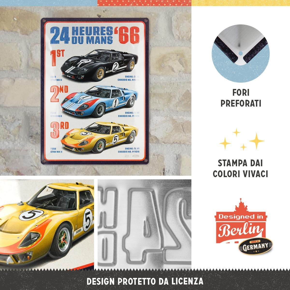 Placa metalica 30x40 24h Le Mans - 1966 - Ford GT40 Winners [3]