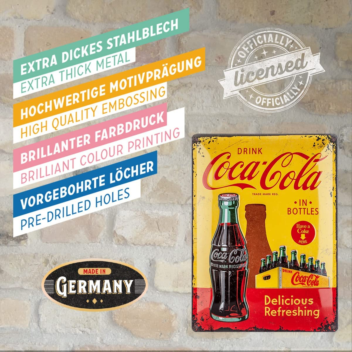 Placa metalica 30X40 Coca-Cola - In Bottles Yellow - Imbuteliat in sticla - Galben [4]
