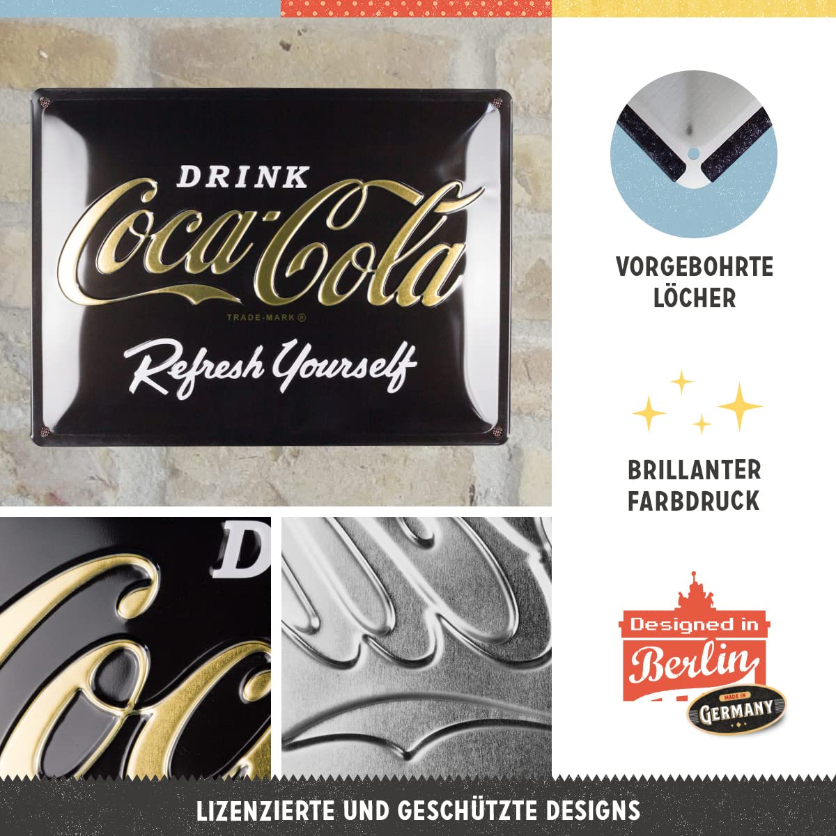Placa metalica 30x40 Coca-Cola logo Gold - Sigla Aurie [3]