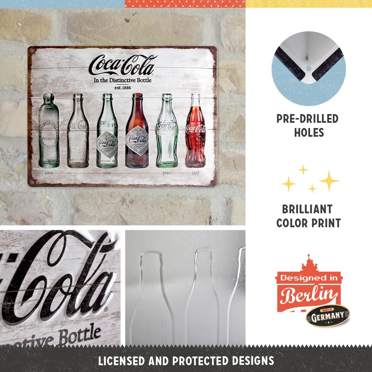 Placa metalica 30X40 Coca-Cola Timeline Evolutia Sticlei in timp [3]