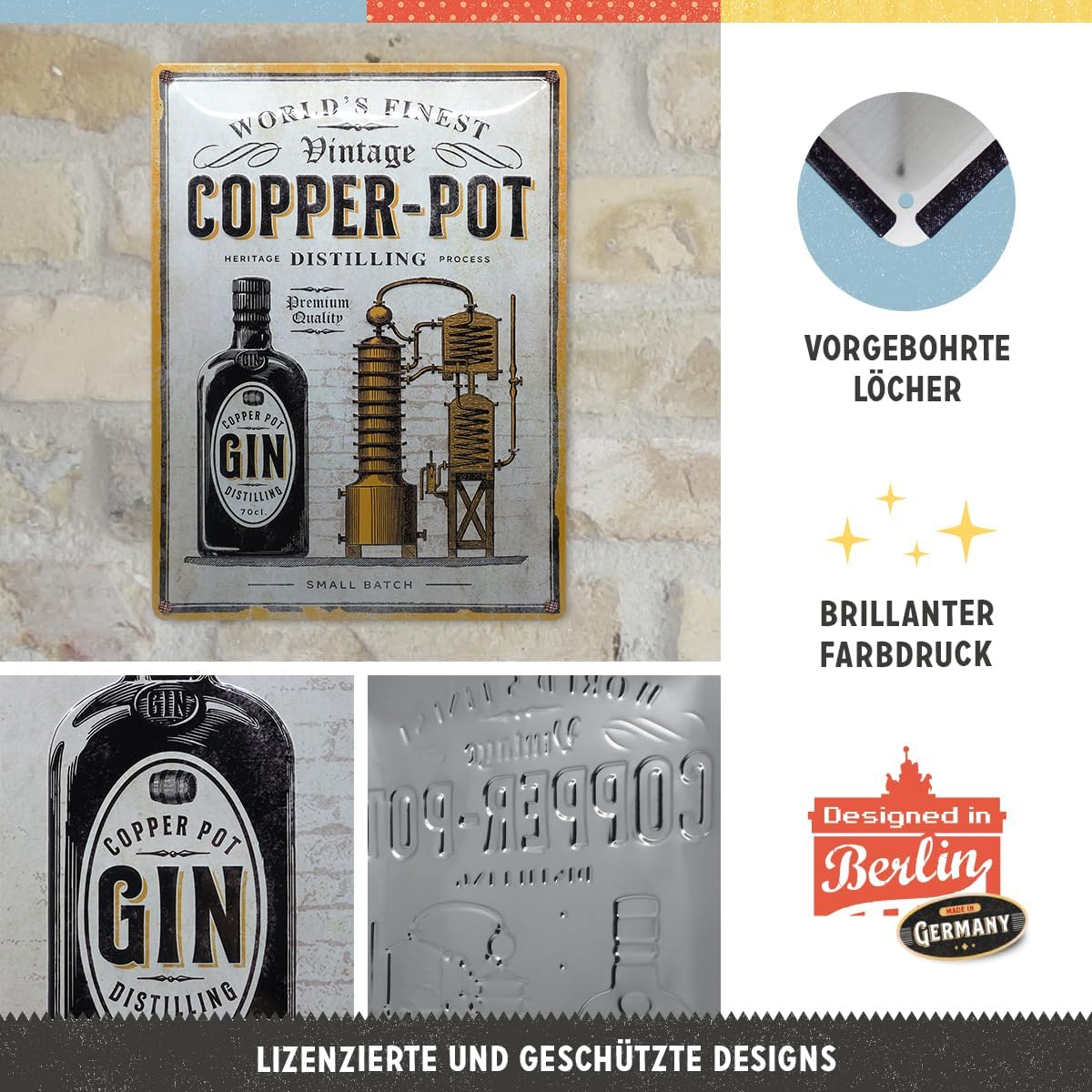 Placa metalica 30X40 Copper Pot Gin - Gin la butelie de cupru [3]
