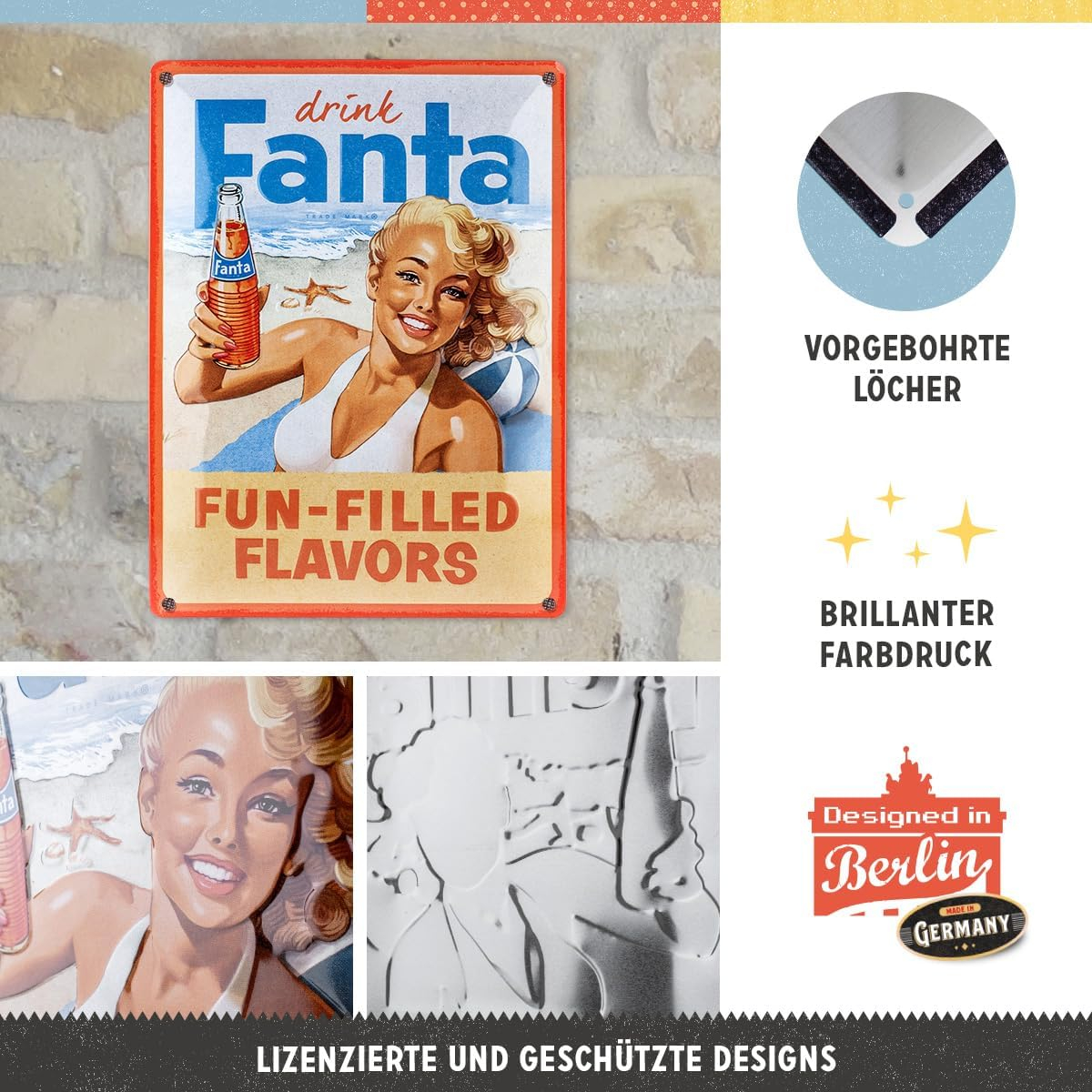 Placa metalica 30X40 Fanta - Beach Girl - Fata de pe plaja [2]