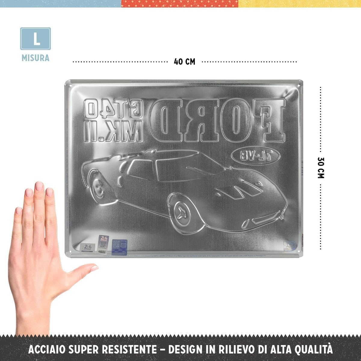 Placa metalica 30x40 Ford - GT40 24H Le Mans 1966 [2]