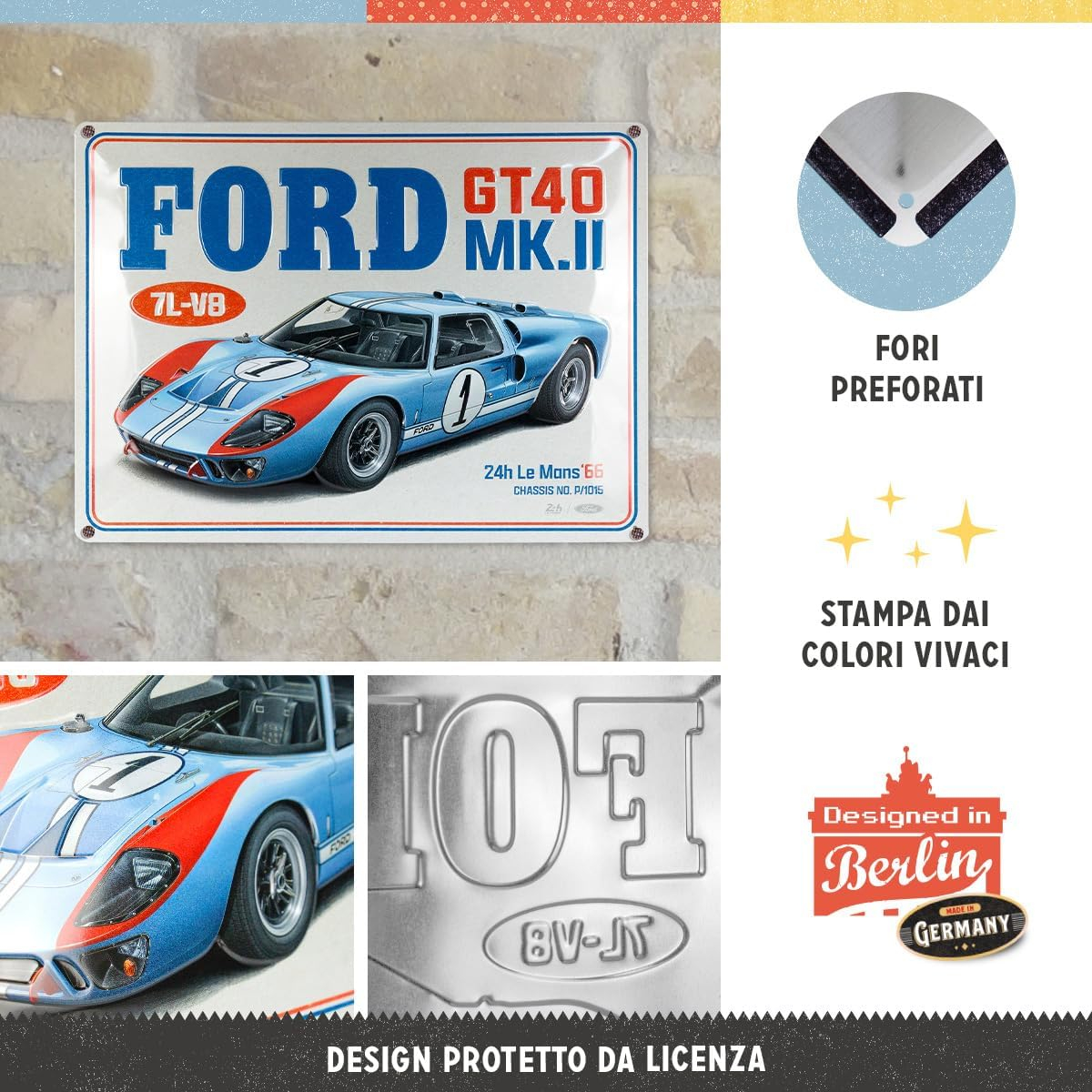 Placa metalica 30x40 Ford - GT40 24H Le Mans 1966 [3]