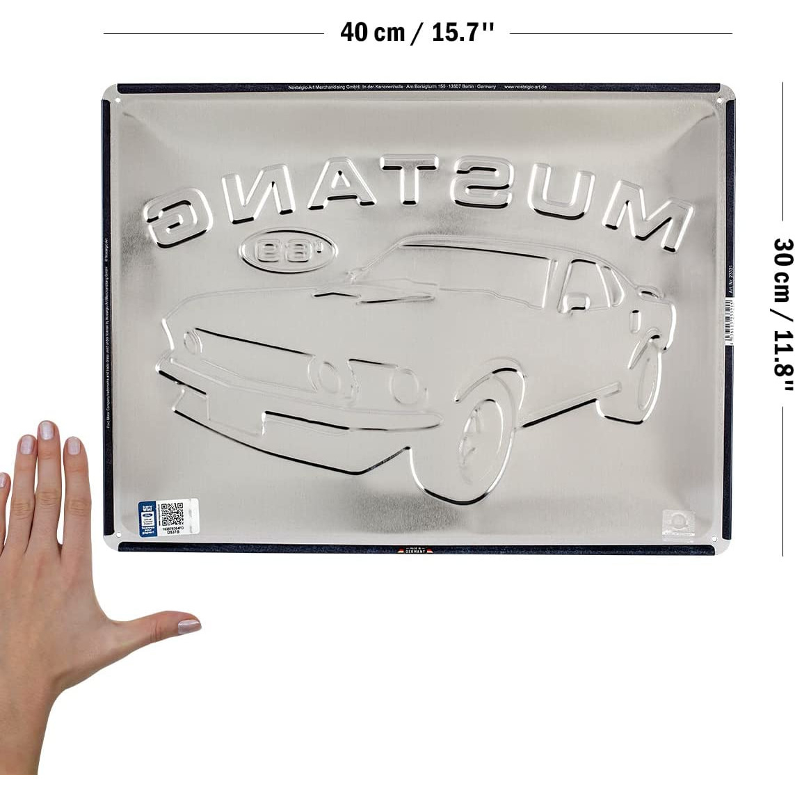 Placa metalica 30X40 Ford Mustang - 1969 Mach 1 Albastru [3]