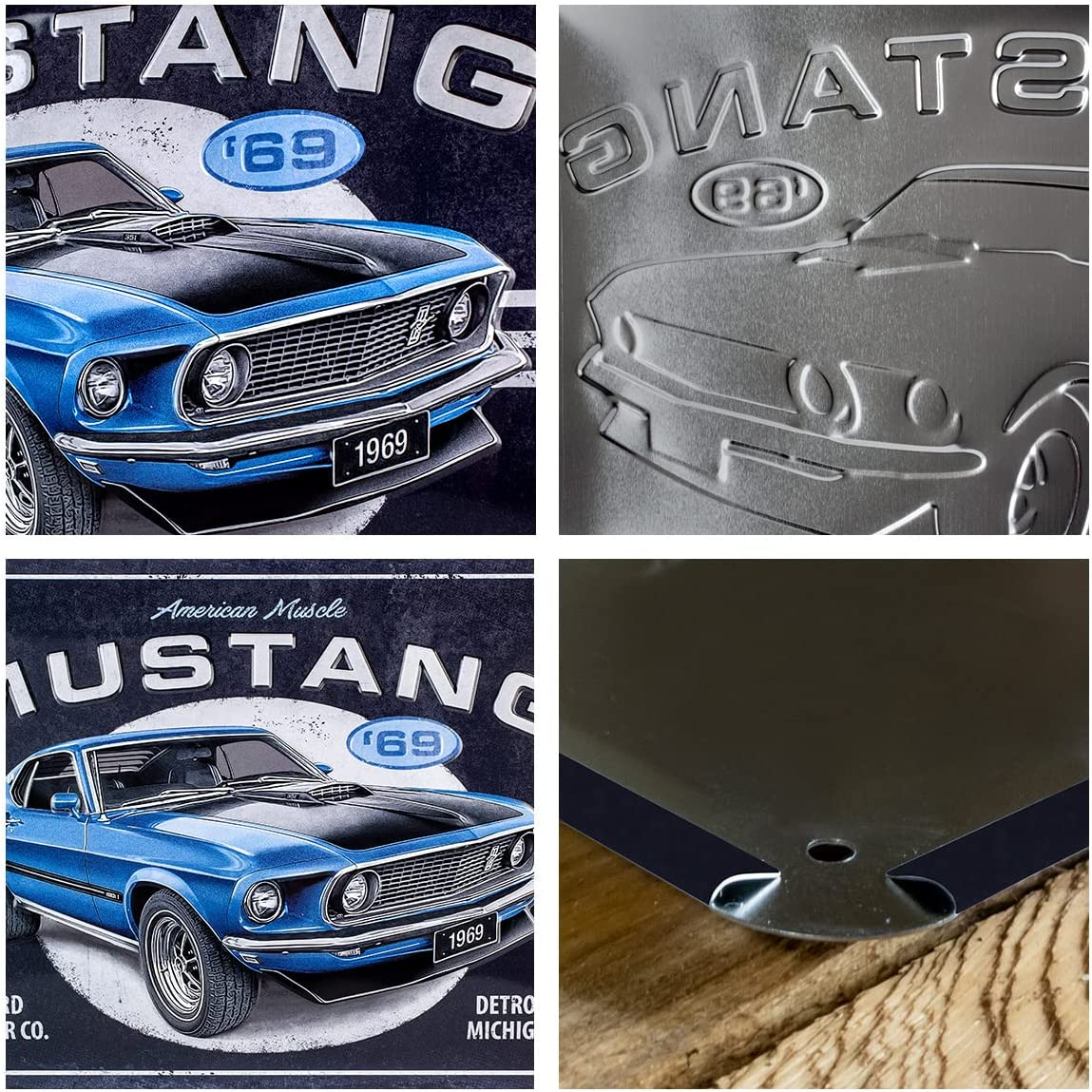 Placa metalica 30X40 Ford Mustang - 1969 Mach 1 Albastru [2]