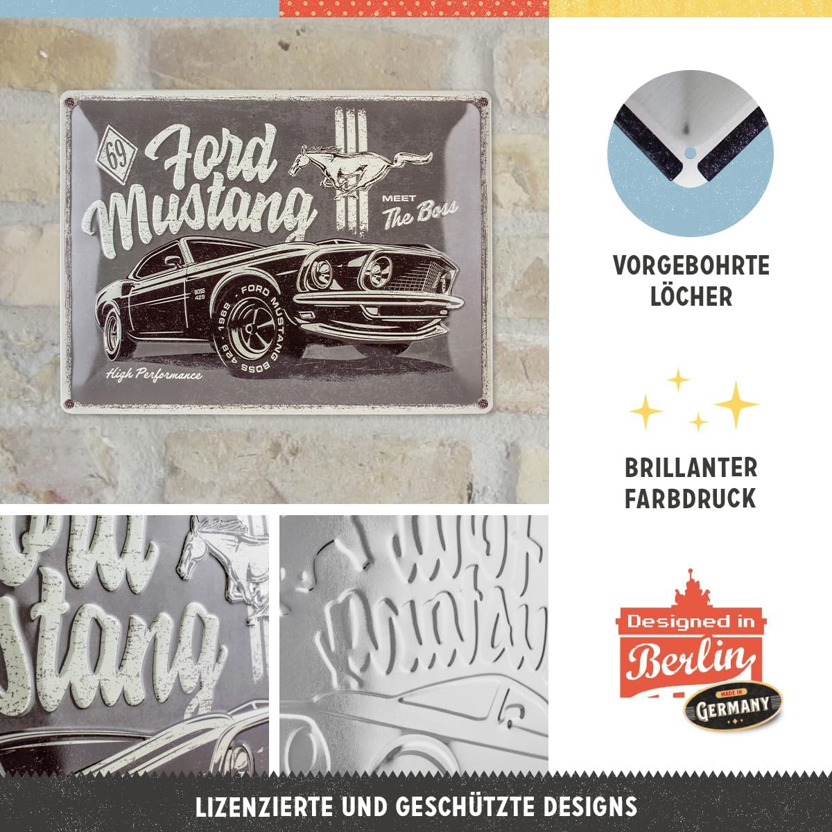 Placa metalica 30X40 Ford Mustang - The Boss [3]