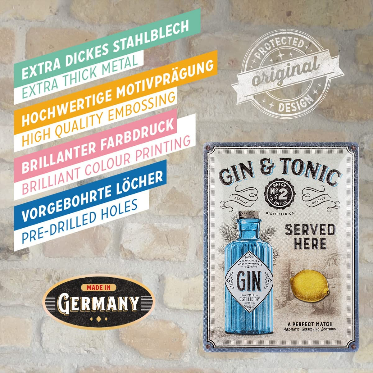 Placa metalica 30x40 Gin & Tonic Served Here - Gin Tonic servit Aici [4]