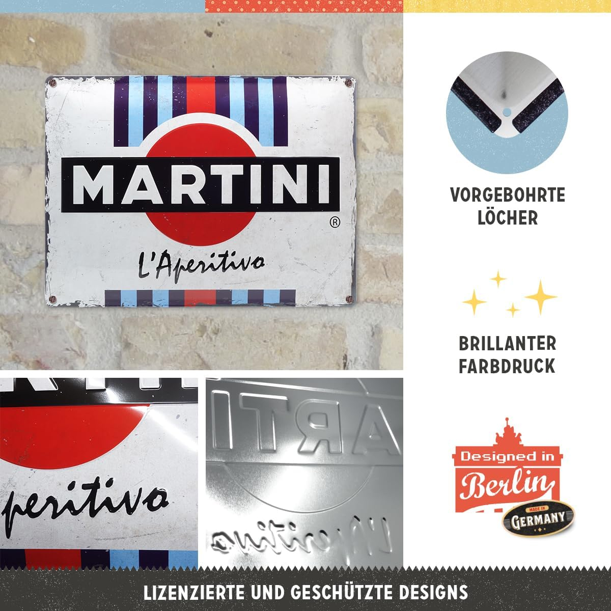 Placa metalica 30x40 Martini - L'aperitivo Racing Stripes - Dungi de cursa [3]
