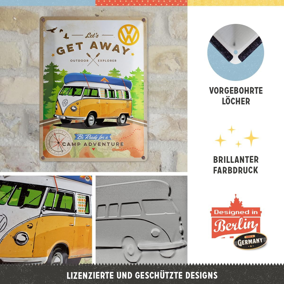 Placa metalica 30X40 VW Let's Get Away - Hai sa o intindem [3]