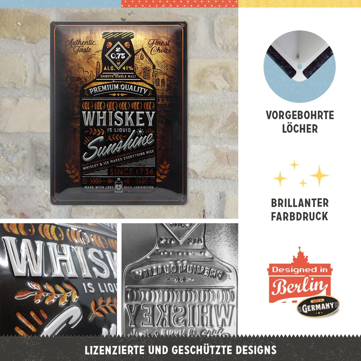 Placa metalica 30x40 Whiskey - Raza de soare [3]