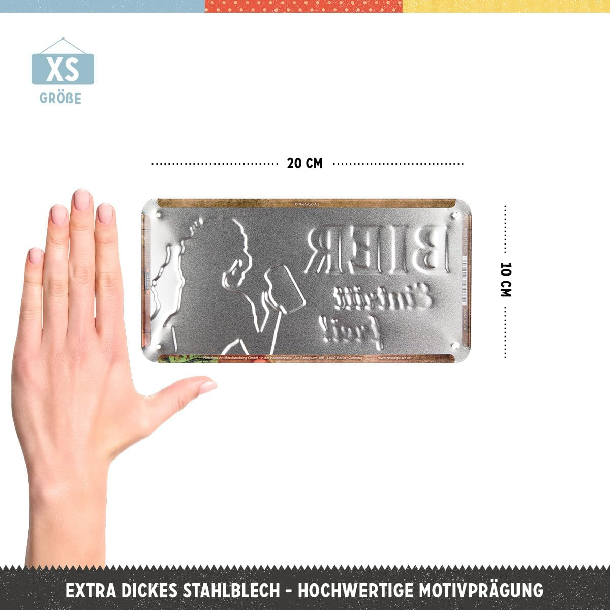Placa metalica cu snur 10x20 Bier dabei Eintritt frei - Bere Gratuita [4]