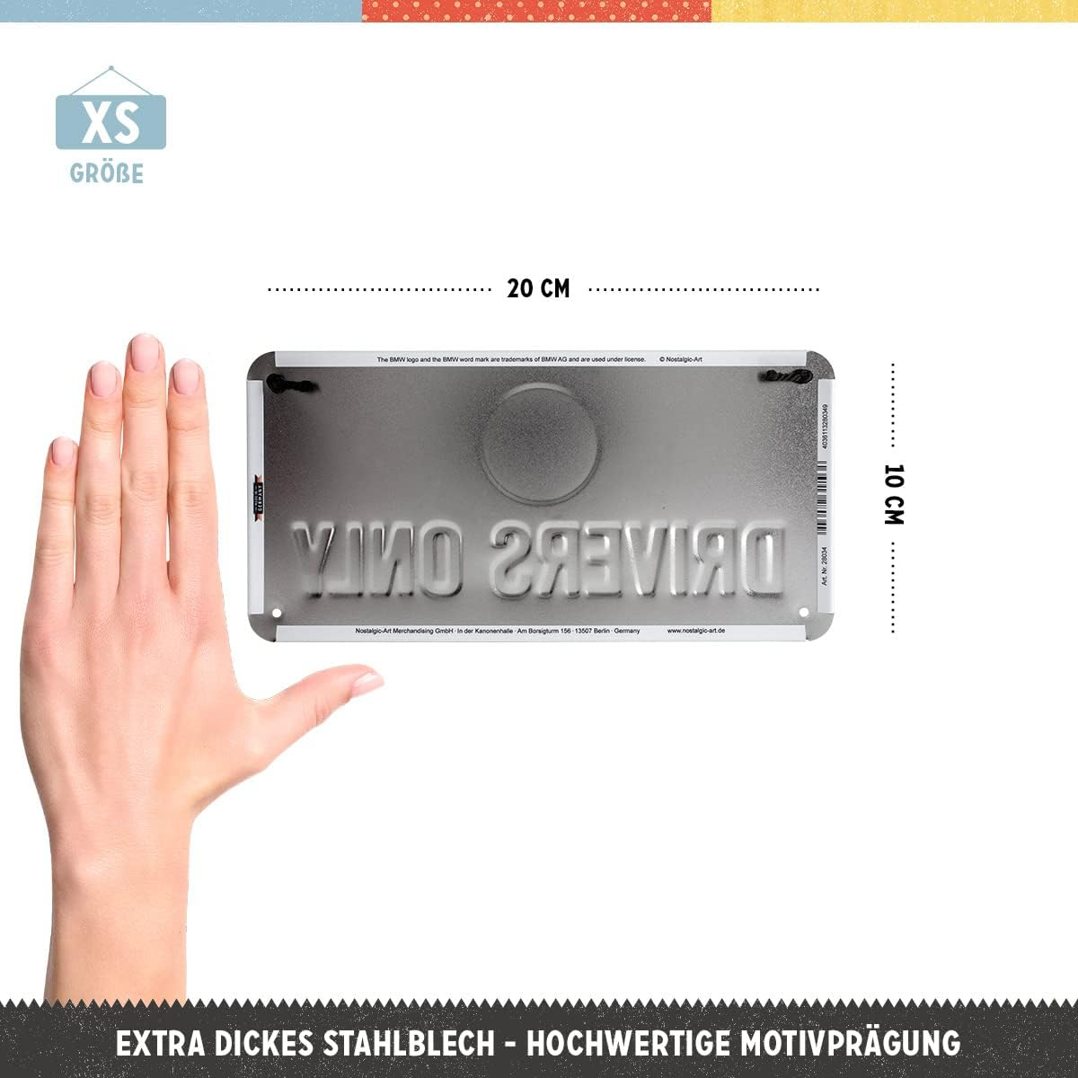 Placa metalica cu snur 10x20 BMW Drivers Only - Doar pentru soferi de BMW [2]