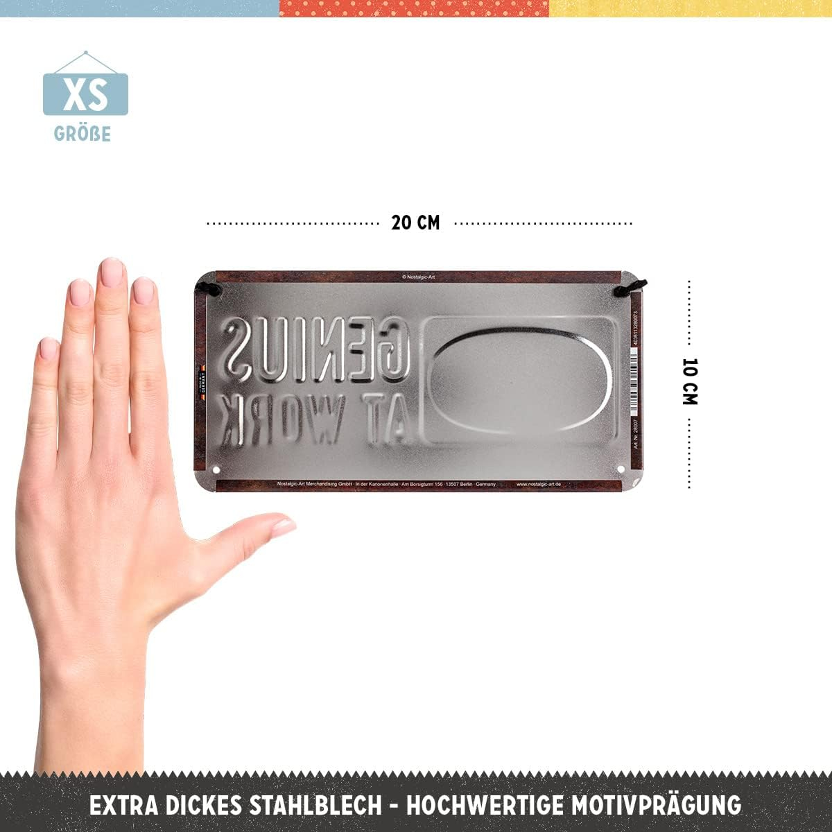 Placa metalica cu snur 10x20 Genius at work - Geniu la Munca [3]