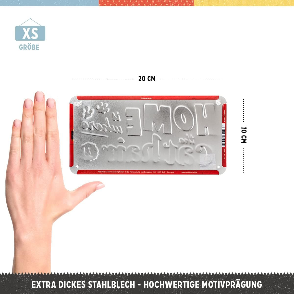 Placa metalica cu snur 10x20 Home is where the cat hair is - Acasa e unde ai par de pisica [4]