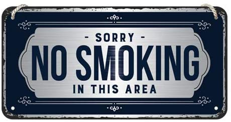 Placa metalica cu snur 10x20 Sorry No Smoking [2]