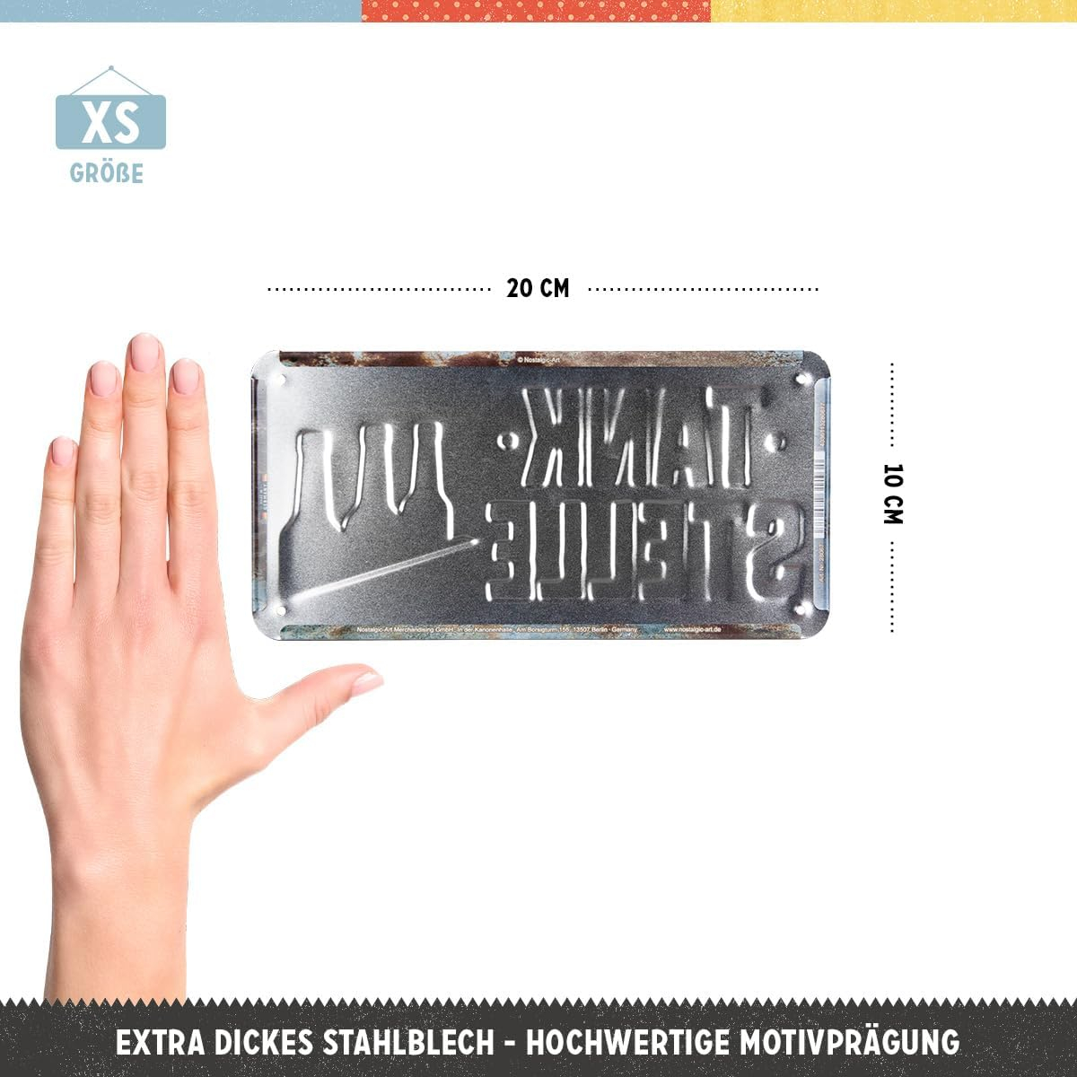 Placa metalica cu snur 10x20 Tankstelle Bier - Bere de la Benzinarie [4]