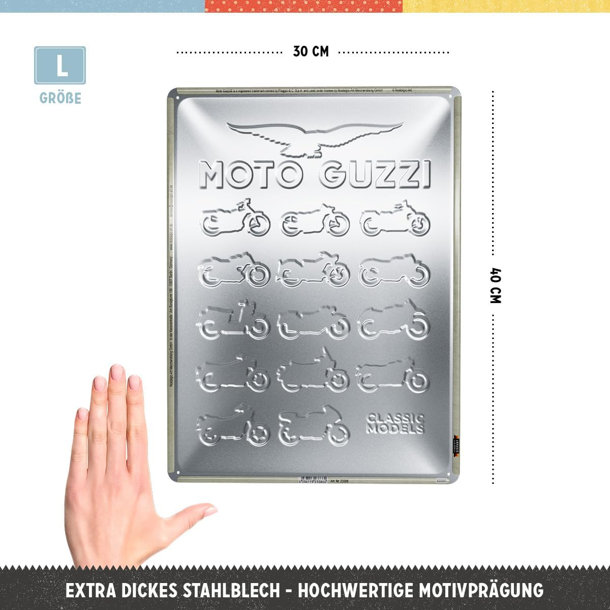 Placa metalica , Moto Guzzi - Model Chart,Originala, 30x40 cm [2]