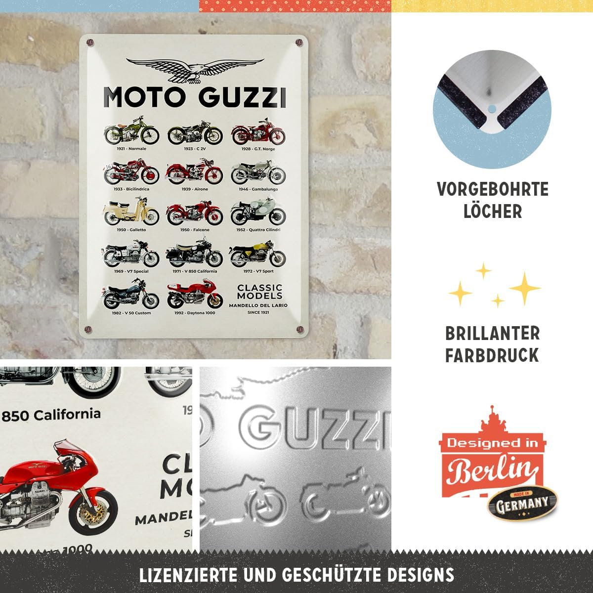 Placa metalica , Moto Guzzi - Model Chart,Originala, 30x40 cm [3]
