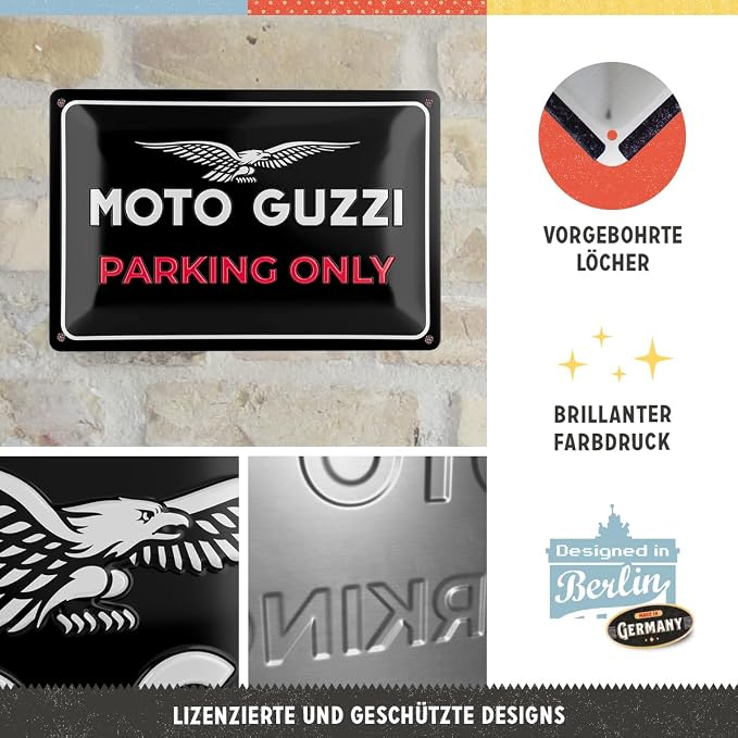 Placa metalica Nostalgic-Art, 20x30 cm -Moto Guzzi - Parking Only [3]