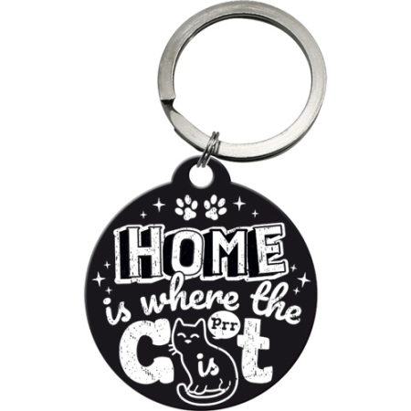 BRELOCURI - Breloc Home is where the cat is black - Acasa e unde ai pisica - Negru