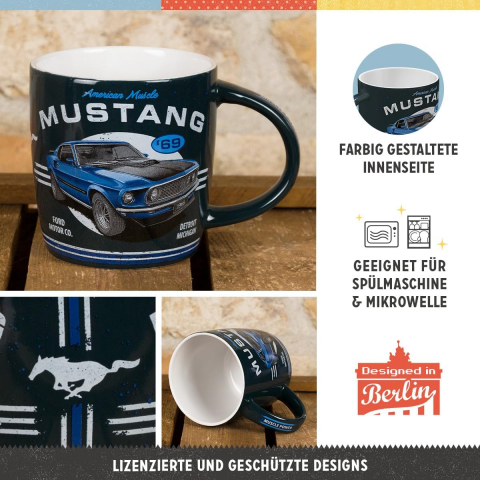 Cana ceramica 330 ml Ford Mustang 1969 Mach 1 Albastru [8]