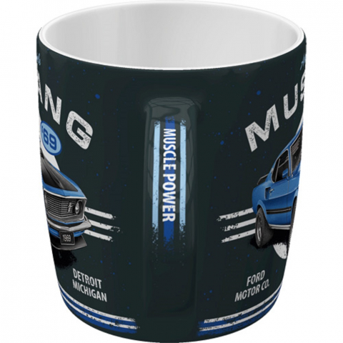 Cana ceramica 330 ml Ford Mustang 1969 Mach 1 Albastru [2]