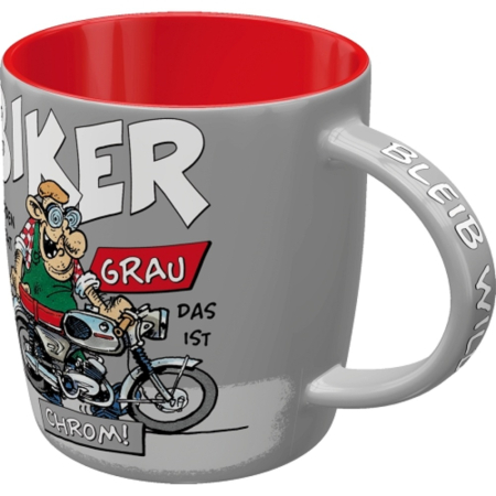 Cana ceramica 330 ml MOTOmania Biker Chrom - Moptociclist Cromat [1]