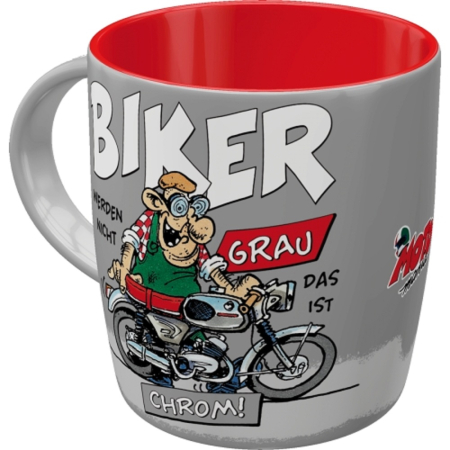 CANI - Cana ceramica 330 ml MOTOmania Biker Chrom - Moptociclist Cromat