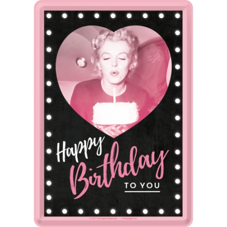 PLACI - Carte postala metalica 10x14 Marilyn Monroe Happy Birthday - La multi Ani
