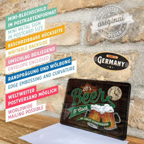 Carte postala metalica Beer O' Clock - Timpul pentru o bere [3]