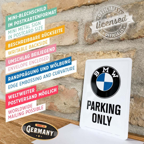 Carte postala metalica BMW - Parking Only - Parcare doar pentru BMW [3]