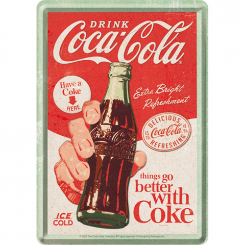 PLACI - Carte postala metalica  Coca-Cola Better with Coke