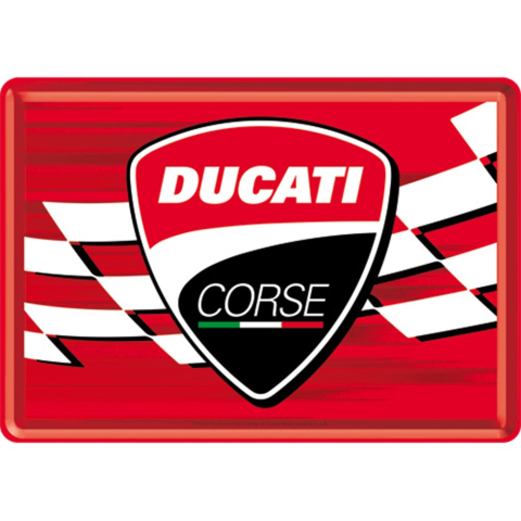 PLACI - Carte postala metalica Ducati Corse - Logo Racing Flag