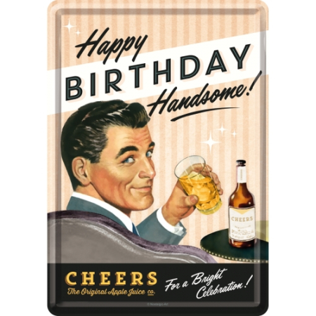PLACI - Carte postala metalica Happy Birthday Man - La multi ani! - Barbat