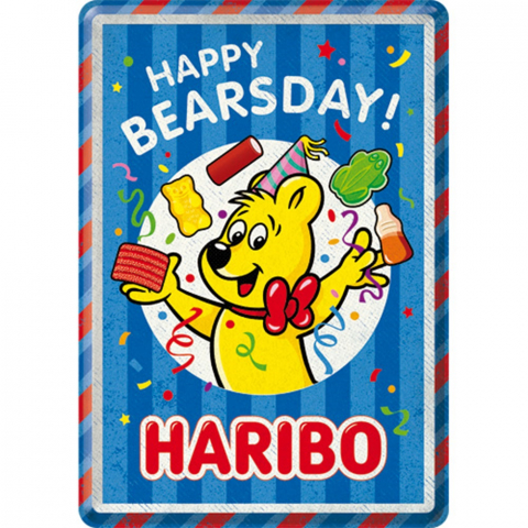 PLACI - Carte postala metalica HARIBO Happy Bearsday - La multi ani Ursule