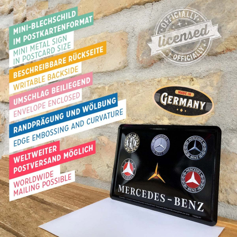 Carte postala metalica Mercedes-Benz Logo Evolution - Evolutia siglei Mercedes-Benz [3]