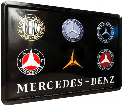 Carte postala metalica Mercedes-Benz Logo Evolution - Evolutia siglei Mercedes-Benz [1]