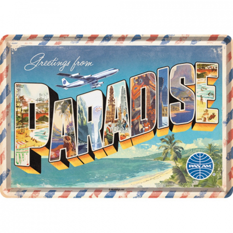 PLACI - Carte postala metalica Pan Am Paradise - Paradisul Pan Am