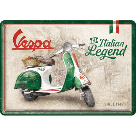 PLACI - Carte postala metalica Vespa - Italian Legend - Legenda Italieneasca