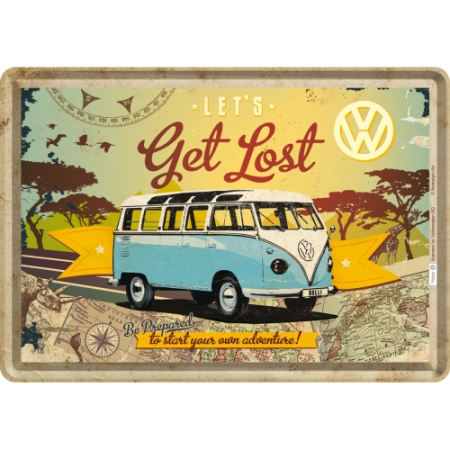 PLACI - Carte postala metalica Volkswagen - Let's Get lost! - Hai sa ratacim!
